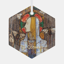Portrait of St. Gobnait, Patron of Bees, Glas Ornament