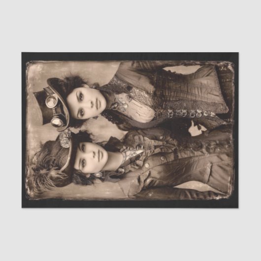 Portrait of Two Steampunk Women DX5L Decoupage Tissuepapier (Voorkant)
