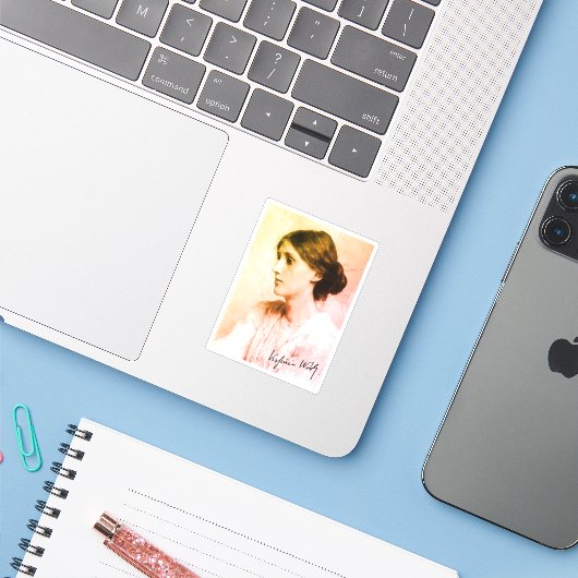 Portrait of Virginia Woolf, 1902 Sticker (Laptop met iPhone)