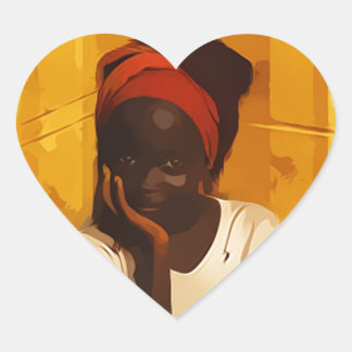 Portrait of young african girl hart sticker