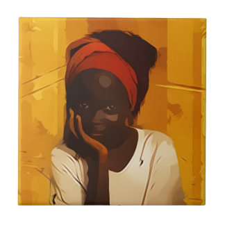 Portrait of young african girl tegeltje