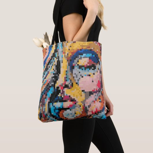 Portrait pixelisé vibrant en couleurs chaudes tote bag (Dichtbij)