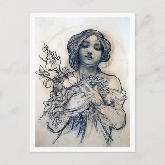 Portrait (Studie), Alphonse Mucha Briefkaart (Voorkant)