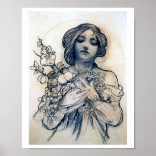 Portrait (Studie), Alphonse Mucha Poster