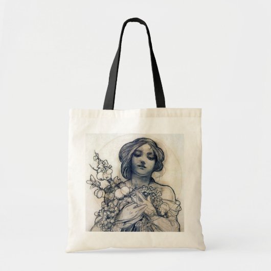 Portrait (Studie), Alphonse Mucha Tote Bag (Voorkant)
