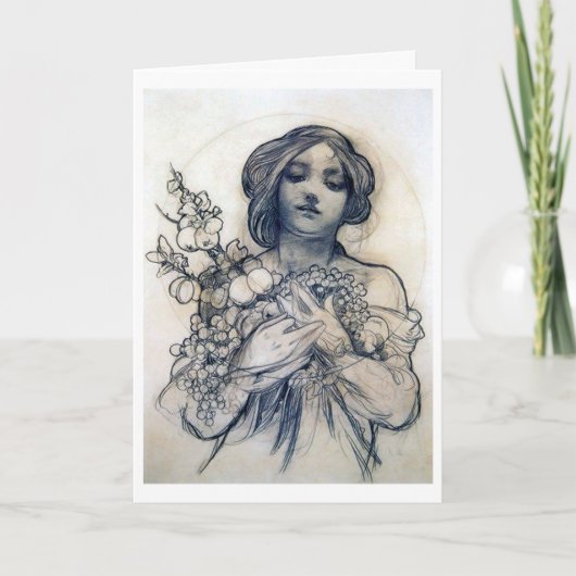 Portrait (Study), Alphonse Mucha Kaart (Voorkant)