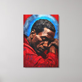 Porträt eines Emotionalen Schwarzen Mannes Canvas Afdruk