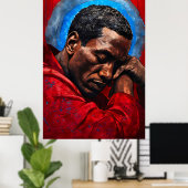 Porträt eines Emotionalen Schwarzen Mannes Poster (Thuiskantoor)