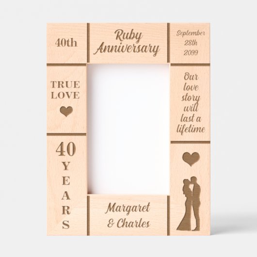 Portret 4x6 Ruby 40e bruiloft Jubileum Gegraveerde Lijstjes (Voorkant)