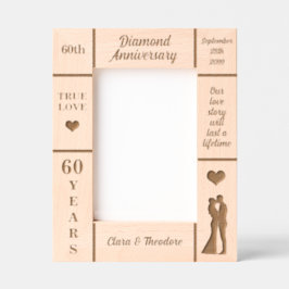 Portret 5x7 Diamond 60e bruiloft Jubileum Gegraveerde Lijstjes