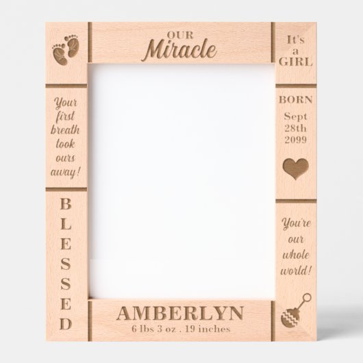 Portret 8x10 nieuwe baby gepersonaliseerd gegraveerde lijstjes (Voorkant)