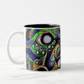 portret abstract man tweekleurige koffiemok (Links)