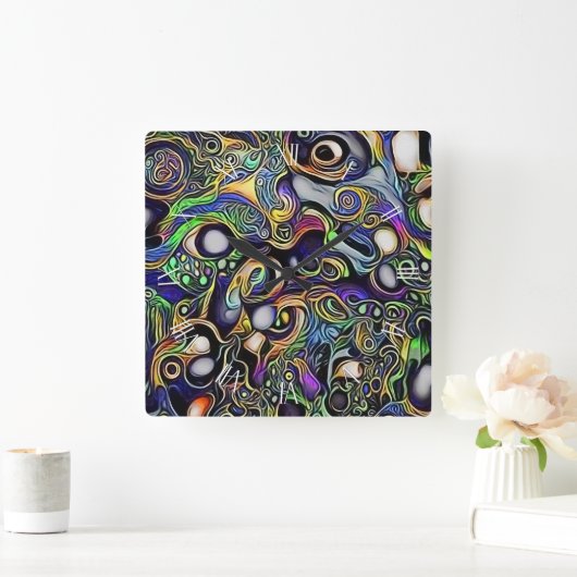 portret abstract man vierkante klok (Huis)