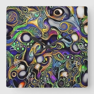 portret abstract man vierkante klok