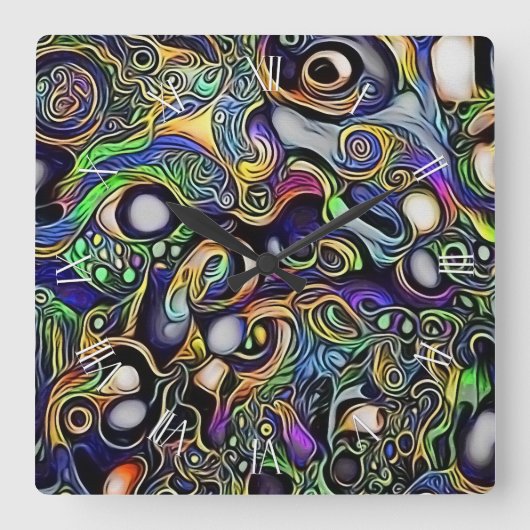 portret abstract man vierkante klok (Voorkant)