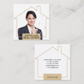 Portret afbeelding huisvormig lijst vierkante visitekaartje (Voorkant / Achterkant)