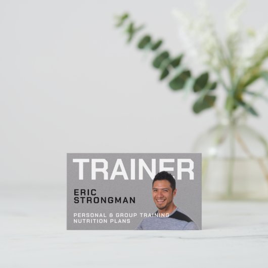 Portret afbeelding personal trainer visitekaartje (Staand voorkant)