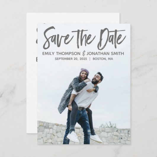 Portret Afbeelding Weddenschap Opslaan Datum Moder Save The Date (Voorkant / Achterkant)