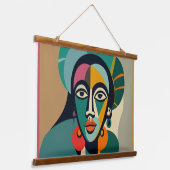 Portret Afrikaanse masker kleur Hangend Wandkleed (Gebogen)