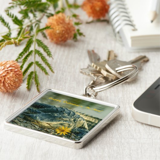 Portret Amerikaanse Alligator Happy Valentijns Sleutelhanger (Zijkant)