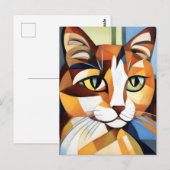 Portret Art Calico Kat Kubist Briefkaart (Voorkant / Achterkant)