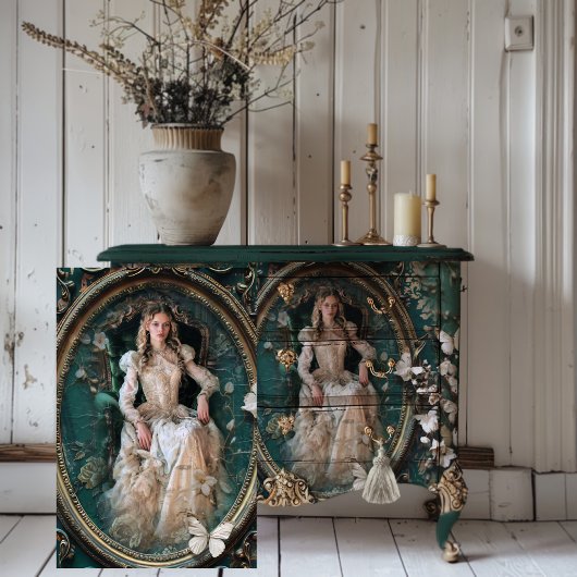 Portret Art Edwardian Era Emerald Green Tissuepapier