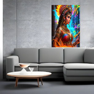 Portret: Aztec Goddess Chalchiuhtlicue AI Art. Poster