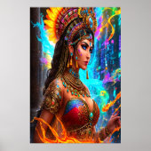 Portret: Aztec Goddess Chalchiuhtlicue | AI Art. Poster (Voorkant)