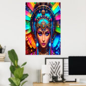 Portret: Aztec Goddess Mictēcacihuātl | AI Art. Poster (Thuiskantoor)