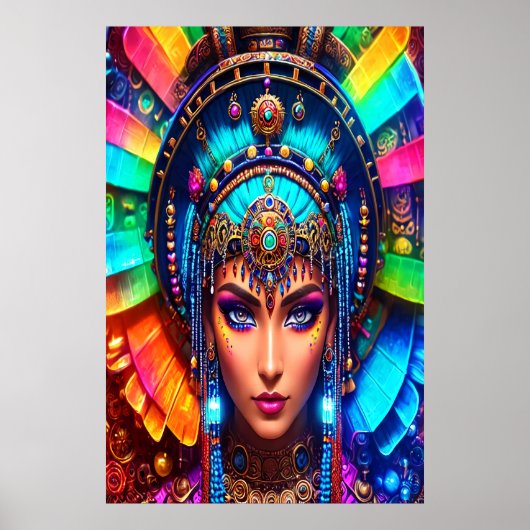 Portret: Aztec Goddess Mictēcacihuātl | AI Art. Poster (Voorkant)