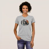 Portret Basset Hound hond Sketch met Retro Stripes T-shirt (Voorkant volledig)