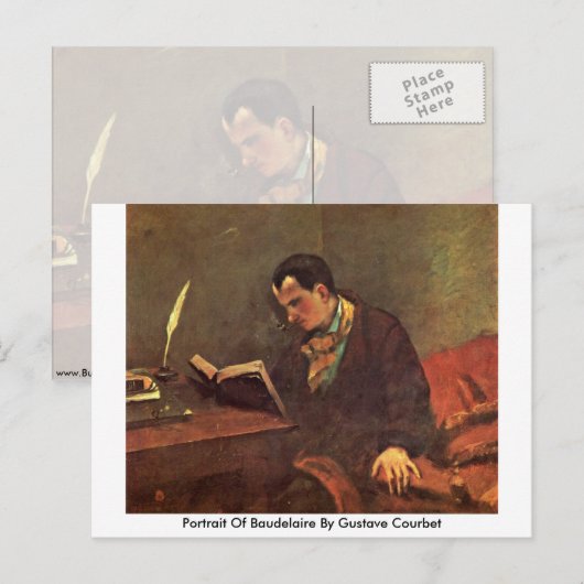 Portret Baudelaire van Gustave Courbet Briefkaart (Voorkant / Achterkant)