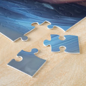 Portret Blauw Haar Groene Ogen Glimlach Jong Vrouw Legpuzzel (Zijkant)