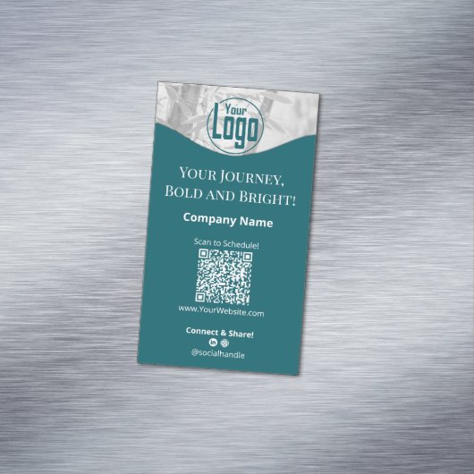 Portret Blauwgroen White Life Coach Company Magnetisch Visitekaartje (Voorbeeld)