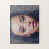 Portret Blue Hair Eyes Smile Young Woman Legpuzzel (Verticaal)