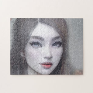 Portret Brown Eyes Hair Lips Young Woman Legpuzzel