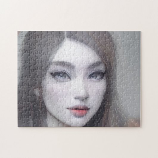 Portret Brown Eyes Hair Lips Young Woman Legpuzzel (Horizontaal)