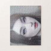 Portret Brown Eyes Hair Lips Young Woman Legpuzzel (Verticaal)