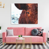 Portret bruine koe canvas afdruk (Insitu (Woonkamer))