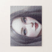 Portret Bruine Ogen Haar Lippen Jonge Vrouw Legpuzzel (Verticaal)