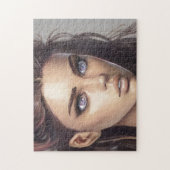 Portret Brunette Blue Eyed Young Woman Legpuzzel (Verticaal)