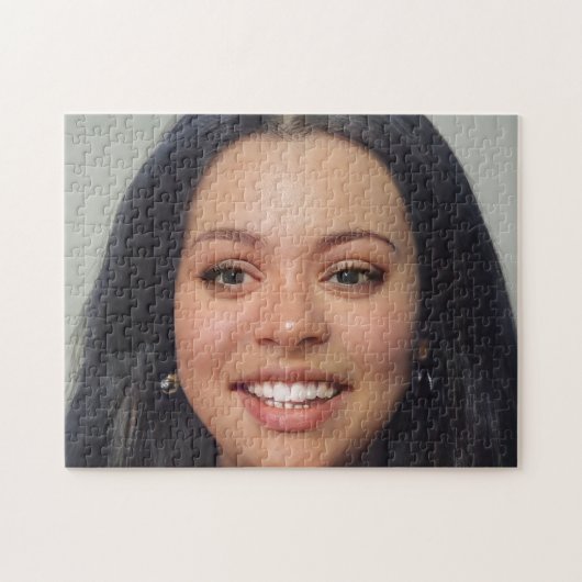 Portret Brunette Hair Smile Young Woman Legpuzzel (Horizontaal)