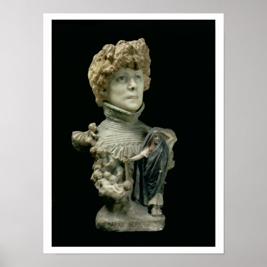 Portret Bust van Sarah Bernhardt (1844-1923) Frank Poster (Voorkant)