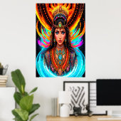 Portret: Chalchiuhtlicue Aztec Goddess | AI Art. Poster (Thuiskantoor)