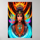 Portret: Chalchiuhtlicue Aztec Goddess | AI Art. Poster (Voorkant)