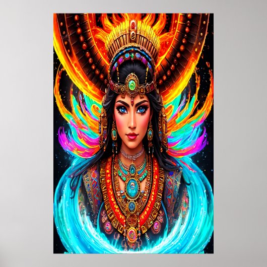 Portret: Chalchiuhtlicue Aztec Goddess | AI Art. Poster (Voorkant)
