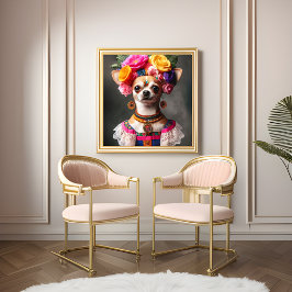 Portret Chihuahua Frida Kalo Museum meesterwerk Perfect Poster