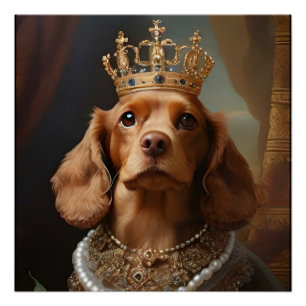 Portret Cocker Spaniel de Koningin kroon kunst Perfect Poster