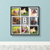 portret collage monogram gepersonaliseerd grijs zw canvas afdruk (Insitu (Houten vloer))