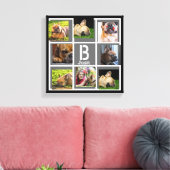 portret collage monogram gepersonaliseerd grijs zw canvas afdruk (Insitu (Woonkamer))